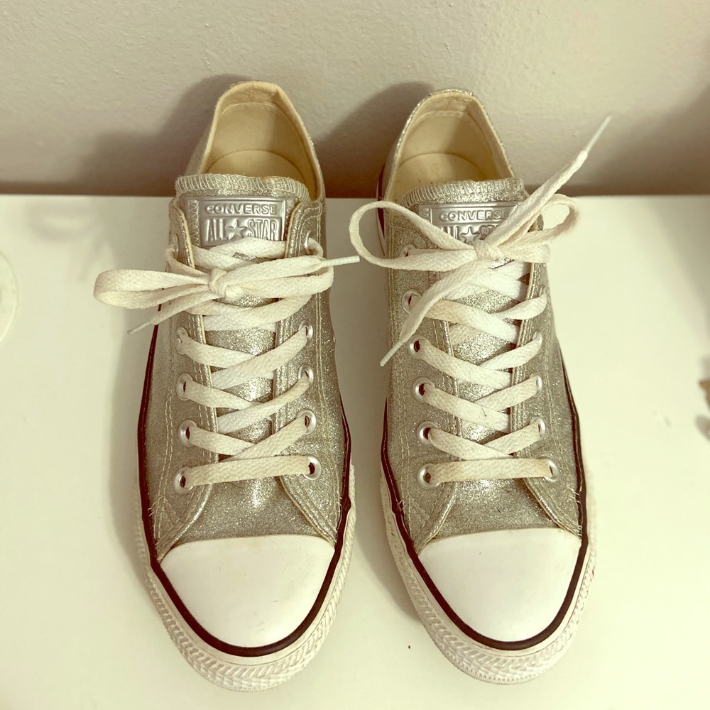 Converse All Star Silver Glitter Shoes